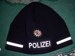 German Polizei Skull Hat W/ Polizei Embroiaded Insignia Reflector Tape