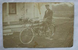 1910s Vintage Flying Merkel Motorcycle Real Photo Postcard Rppc