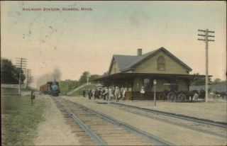 Sharon Ma Rr Train Station Depot C1910 Postcard