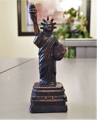 Vintage Collectible Die Cast Copper Statue Of Liberty Pencil Sharpener 4 " Tall