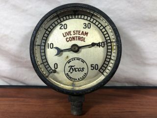 Vintage Tycos Live Steam Control Rochester Ny.  Antique Pressure Gauge Steampunk