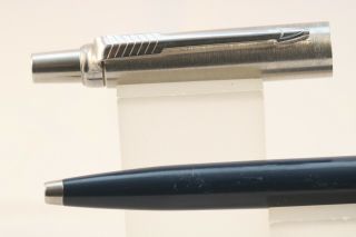 Vintage (1997) Parker Jotter Ballpoint Pen,  Dark Blue With Chrome Trim