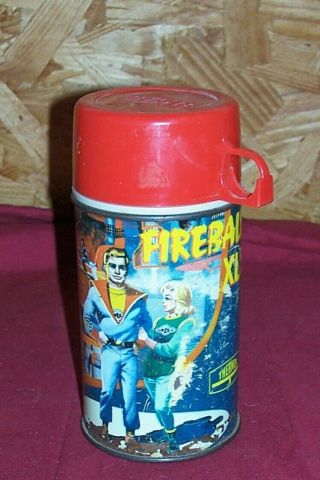 Old Fireball Xl5 Uk Tv Show Metal Thermos Lunchbox Bottle Lunch Box Pail Vintage