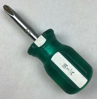 Vintage S - K Hand Tools 73022 Green And White 2 Phillips Head Screwdriver Usa Sk