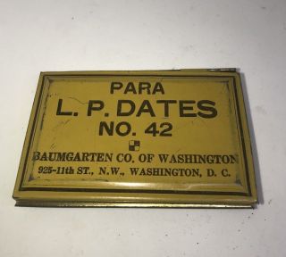 Antique Vintage The Baumgarten Co Of Washington Dc Rubber Stamp Letters Tin 1940