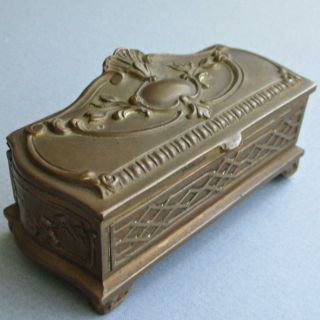 Antique Art Nouveau Jennings Bros Bronzed Metal Stamp Box Jb 1652 Tiffany Style