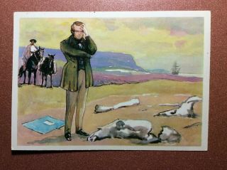 Ussr Postcard 1979 Charles Darwin Expedition To America.  Bones Ancient Animals