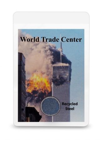 Wtc World Trade Center 9/11 Memorial Card With Recovered Steel From Ground Zero