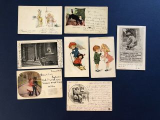 Children 8 Vintage Antique Postcards 1900 