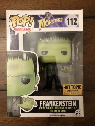 Funko Pop Hot Topic Exclusive Gitd Frankenstein Universal Monsters