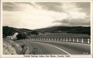 Rppc Redwood City,  Ca Crystal Springs Lake,  San Mateo County California Postcard