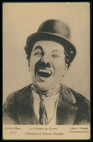 Charlie Chaplin Charlot Movie Star Cinema 1920 - 1930s Photogravure Postcard Ii
