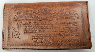 Vintage Wells Fargo & Co Bank Embossed Leather Checkbook Cover Wallet.