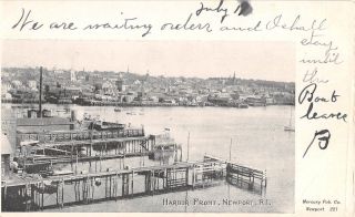 C.  1900 Docks Harbor Front Newport Ri Post Card Private Mailing Card