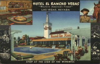 Las Vegas Nv Hotel El Rancho Vegas Linen Postcard