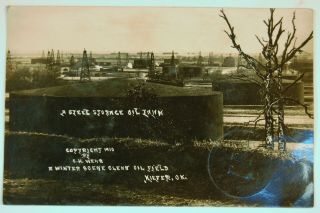 Kiefer,  Oklahoma,  Glenn Oil Field,  1910 Rppc,  By C.  H.  Wehr " A Steel Tank "