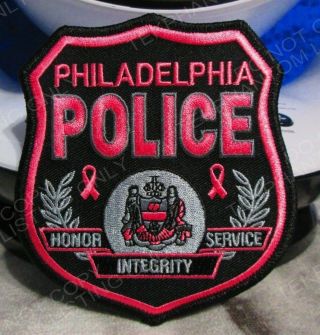 Philadelphia Police Dept Pink Patch American Embroidered Breast Cancer Ribbon