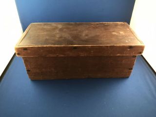 Estate Find Vintage Antique Primitive Wooden Box 10”x5”x4” Square Nails