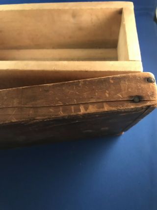 Estate Find Vintage antique primitive wooden box 10”x5”x4” square nails 2