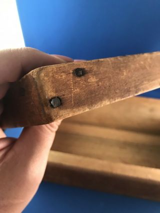 Estate Find Vintage antique primitive wooden box 10”x5”x4” square nails 3