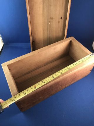 Estate Find Vintage antique primitive wooden box 10”x5”x4” square nails 5