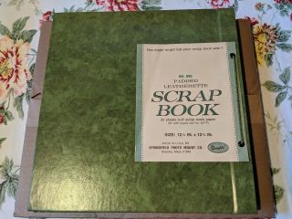 Vintage Springfield Green Scrap Book / Photo Album,  12 1/4 