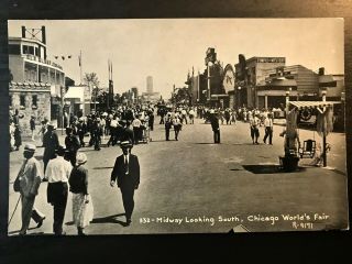 Vintage Postcard 1933 Midway Looking Soouth Chicago World 
