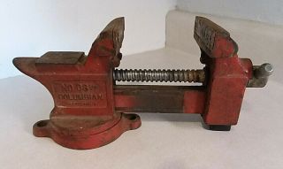 Vintage Columbian 3 1/2 Cleveland Usa Swivel Vise 3 1/2 " Jaw W/anvil & Pipe Jaw