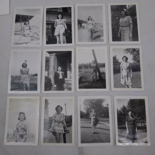 12 Vtg Black & White Posing Woman Snapshots Photos Old Photographs 30 