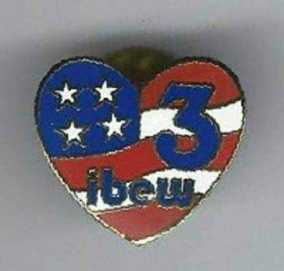 Ibew Lu 3 York City,  N.  Y.  Convention Pinback - Die Cut Heart,  American Flag