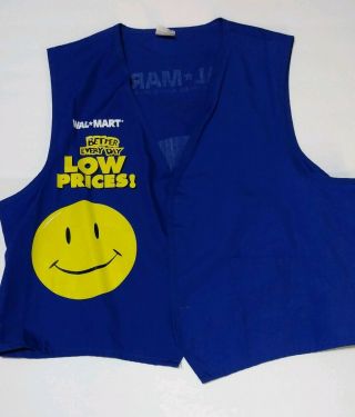 Button Up Wal - Mart Employee Work Vest Uniform Vintage 1996 Blue Yellow Unisex Xl