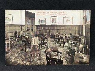 Antique Postcard Photo Coffee Room,  Commercial Travellers Club Melbourne C1915