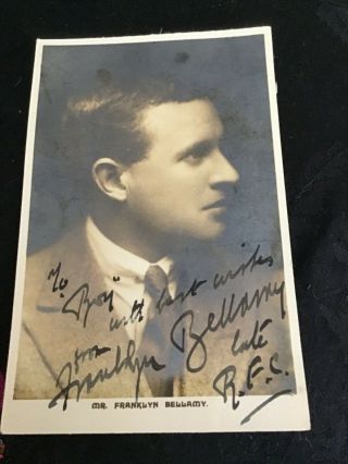 Ww1 Aviator Lt.  Franklyn Bellamy R.  F.  C.  Rare Autograph On Rp 1910s Postcard