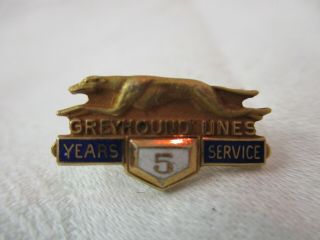 Vintage Gold Plated Pinback 5 Years Service Pin Greyhound Lines
