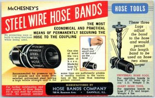 Vintage Linen Advertising Postcard Hose Bands Company Danville Il C1940s