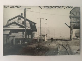 Telocaset Oregon Up Rr Station Railroad Depot B&w Real Photo Postcard Rppc