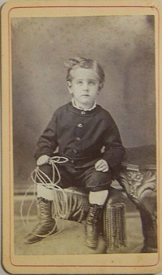 Cdv,  Columbia,  Tennessee,  Young Boy With A Lariat,  Sealy & York,  Photographers