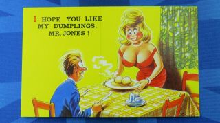 Risque Bamforth Comic Postcard 1960s Big Boobs Bust Hope You Like My Dumplings