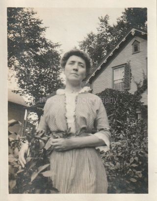Portrait Of A Woman In The Garden Vintage Found Photo B And W Lady 97 6