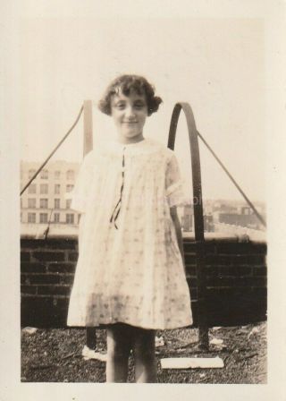 Rooftop Girl Found Photograph Bw Little Kid Vintage 97 4