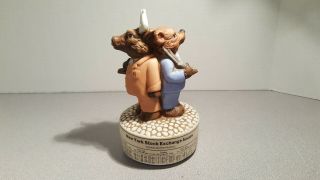 1988 Nyse Dueling Bulls & Bears Fine Grain Porcelain Music Box By Aldon/radmark