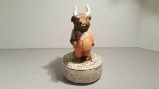 1988 NYSE Dueling Bulls & Bears Fine Grain Porcelain Music Box by Aldon/Radmark 2