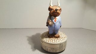 1988 NYSE Dueling Bulls & Bears Fine Grain Porcelain Music Box by Aldon/Radmark 4
