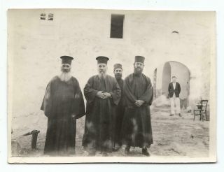 Greece Euboea Evia Monks At Monastery Of Saint David The Elder Old Photo 1930