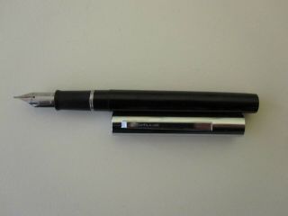Vintage Sheaffer Fountain Pen,  Black Body,  Chrome Top And Chrome Fine Nib