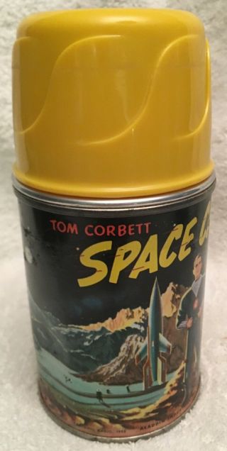 ALADDIN 1952 ROCKHILL RADIO TOM CORBETT SPACE CADET THERMOS YELLOW STOPPER 5