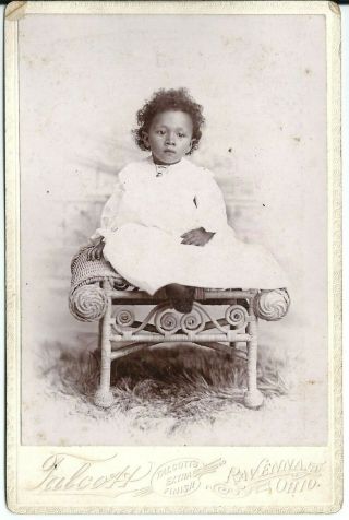 Antique Cabinet Photo African American Infant On Wicker Stool By Talcott Of Ohio