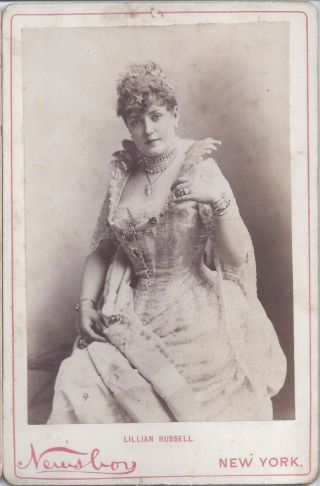 1890s Newsboy Cabinet Card Photo Victorian Stage Actress Singer Lillian Russell
