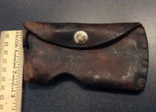ANTIQUE MAKER MARKED MARBLE GLADSTONE MICH.  LEATHER HATCHET SHEATH 7