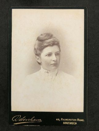 Victorian Photo: Cabinet Card: Lady: Debenham & Co: Southsea: Named E Nott 1889